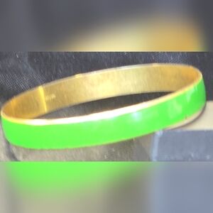 Vintage Enamel Brass Bangle Bracelet